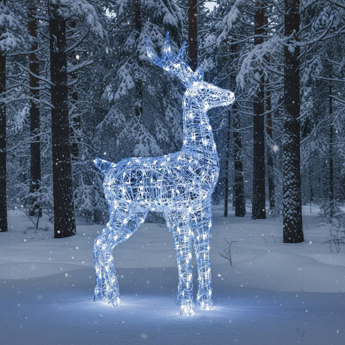 Christmas Reindeer Light - 1.2M Soft Acrylic Outdoor Light Up Stag with 230 White LEDs