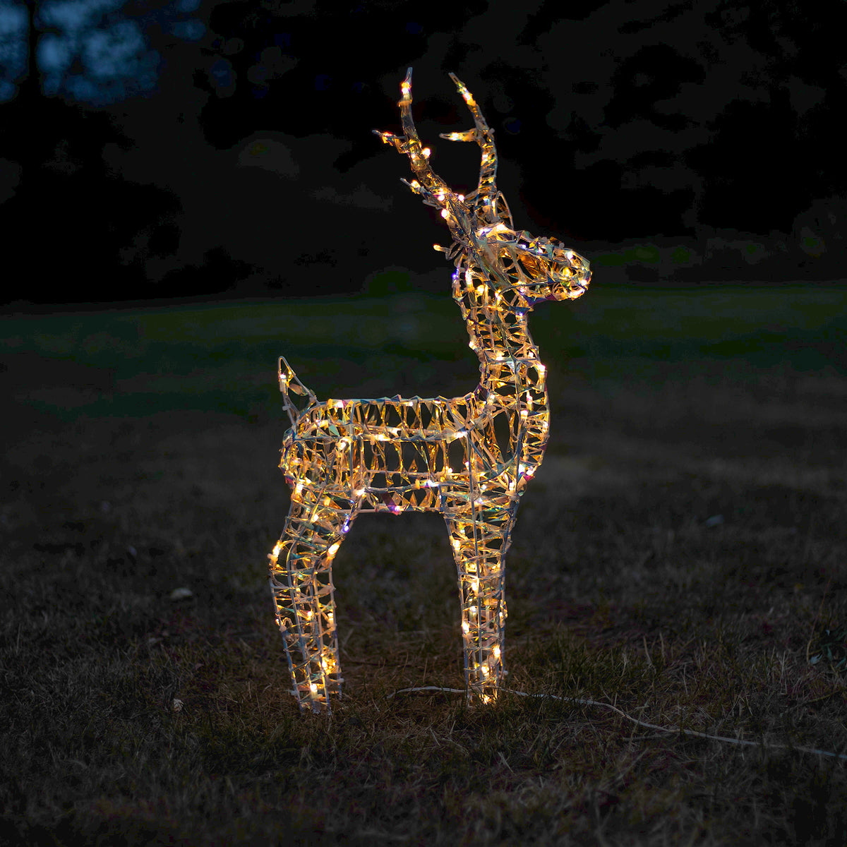 Outdoor Light Up Laser Ribbon Christmas LED Reindeer Large Family Set