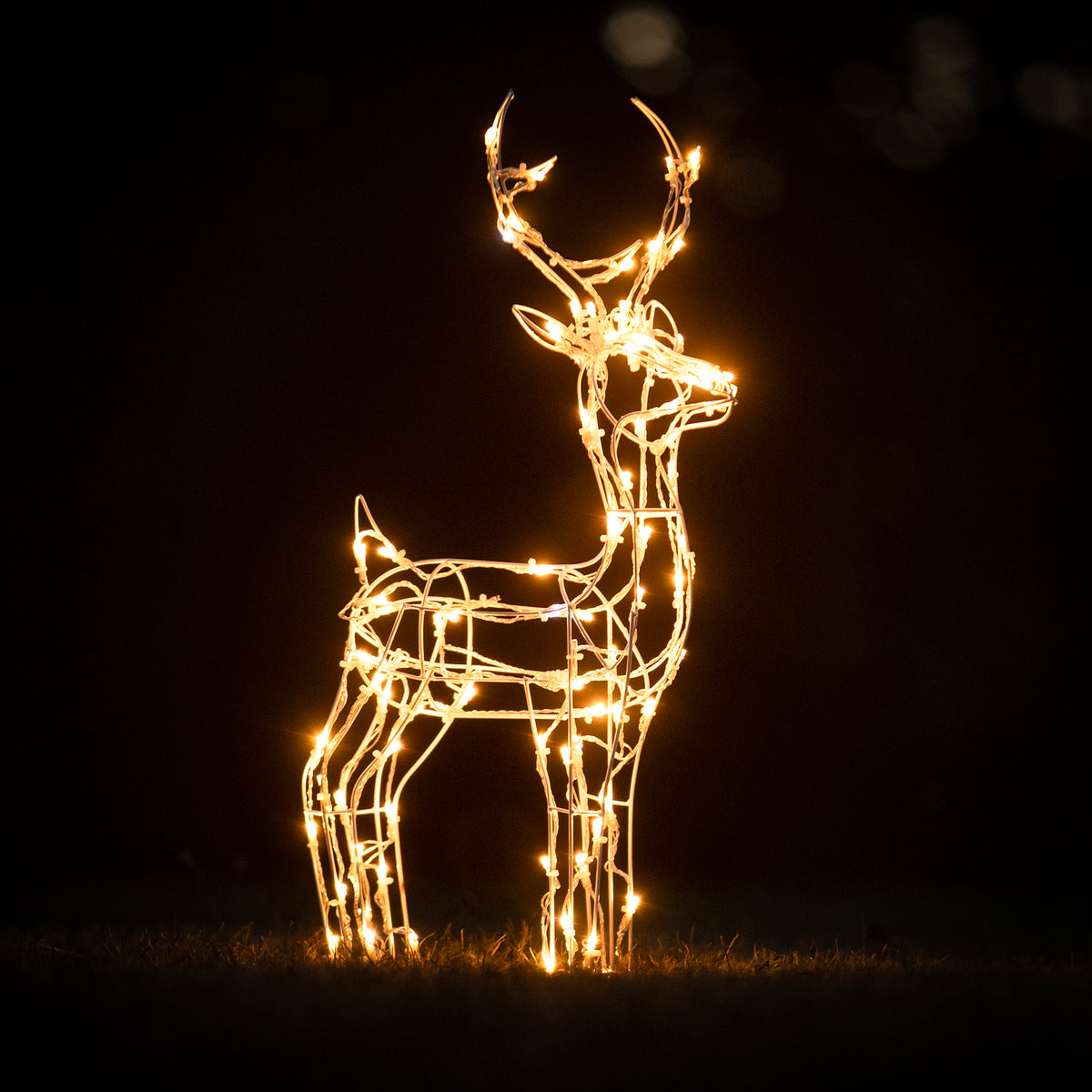 Outdoor Light Up White Wire Christmas Reindeer Mother and Babies Set