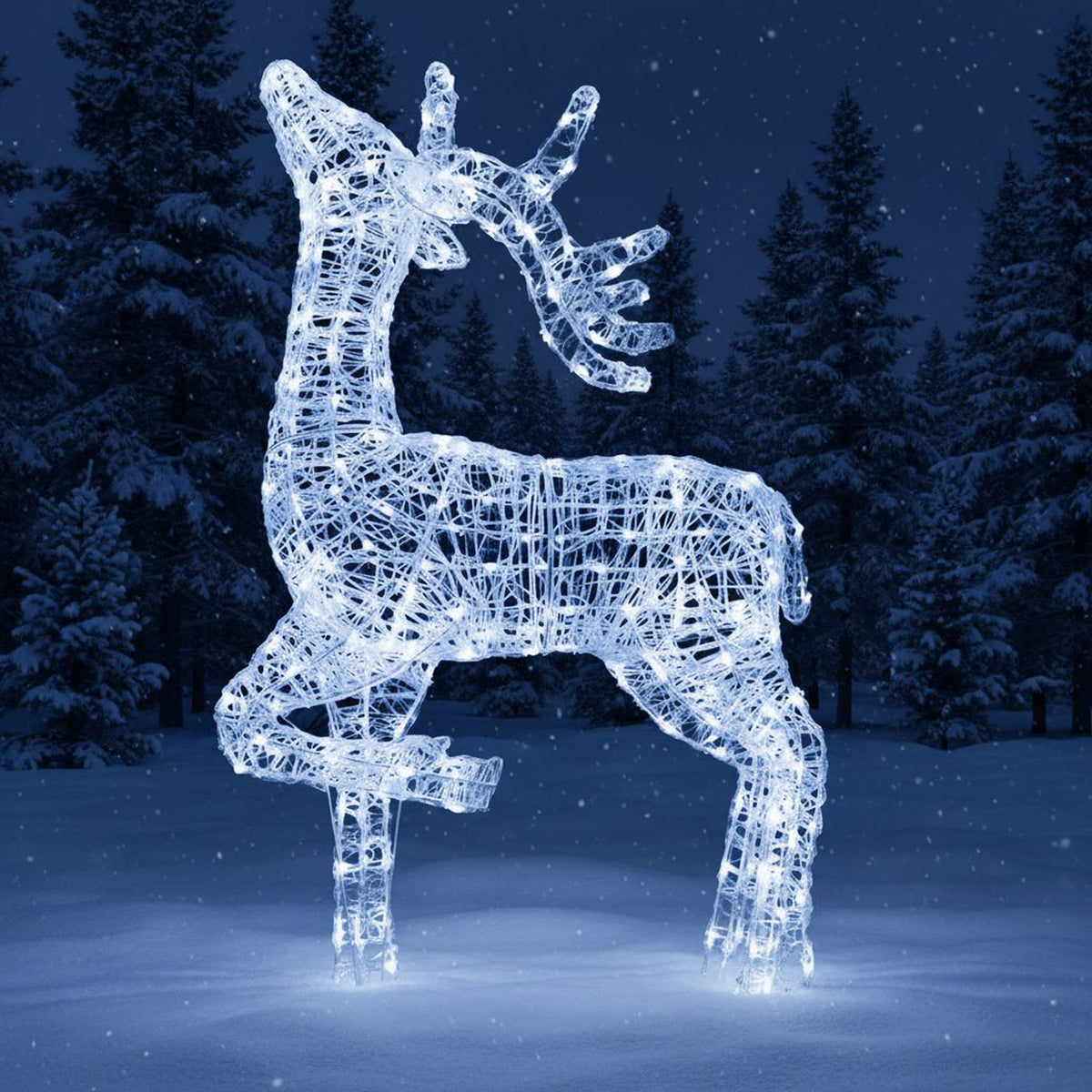 Christmas Reindeer Light - 1.4M Soft Acrylic Light Up Elegant Stag with 300 White LEDs