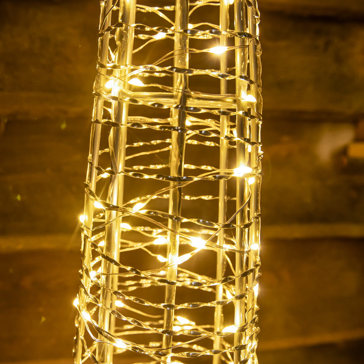 Pre-Lit Christmas Silver Light-Up Cone 180cm with 500 Warm White LEDs