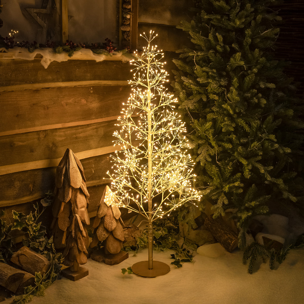 Pre-Lit Christmas Gold Wire Light-Up Tree 120cm with 1200 Warm White LEDs