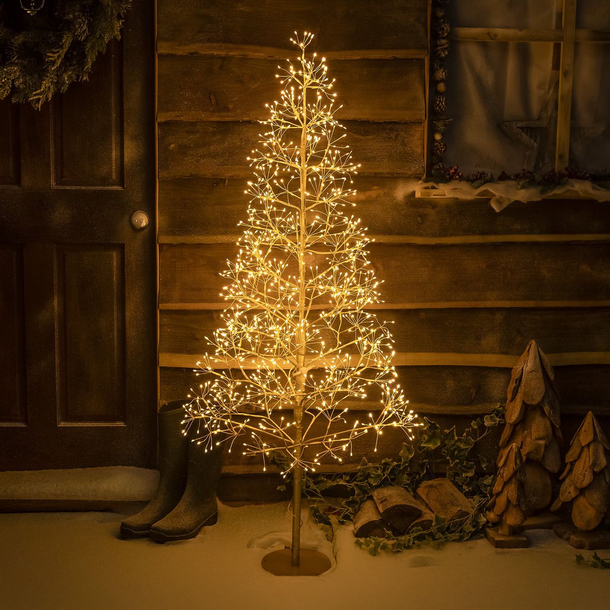 Pre-Lit Christmas Gold Wire Light-Up Tree 150cm with 1500 Warm White LEDs