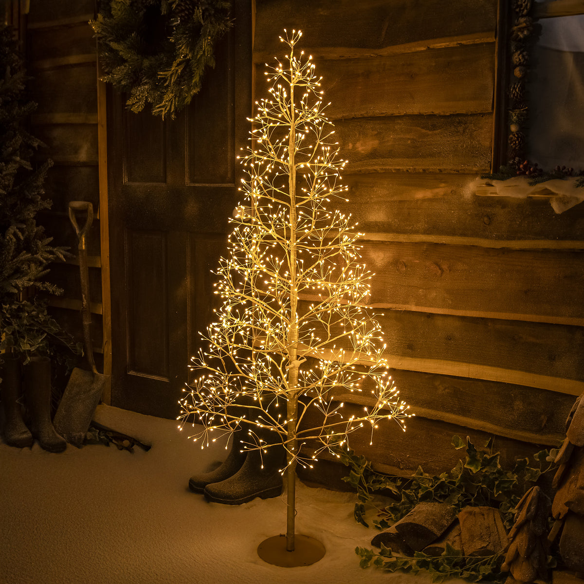 Pre-Lit Christmas Gold Wire Light-Up Tree 150cm with 1500 Warm White LEDs