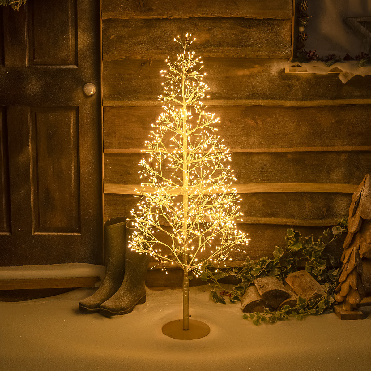 Pre-Lit Christmas Gold Wire Light-Up Tree 120cm with 1200 Warm White LEDs
