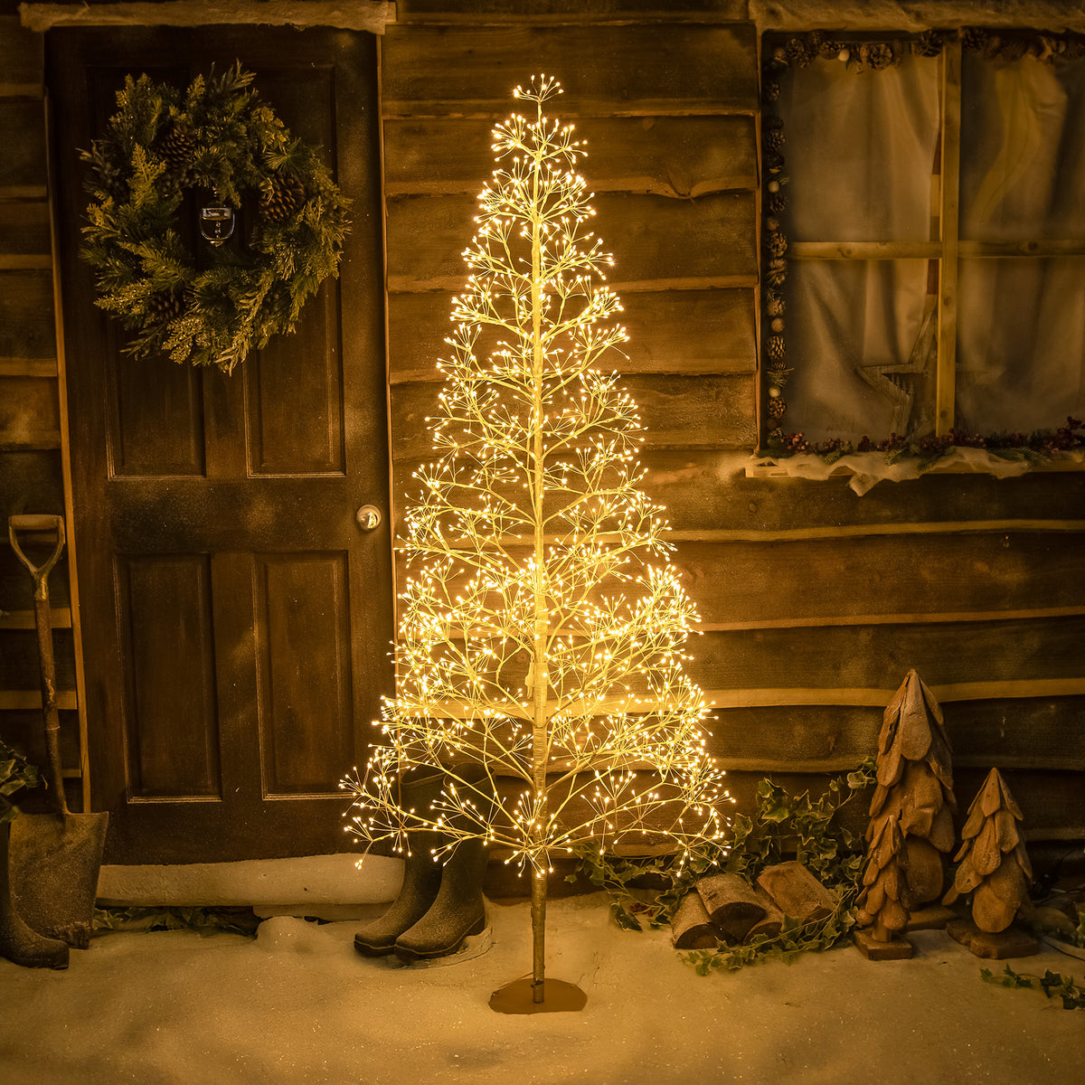Pre-Lit Christmas Gold Wire Light-Up Tree 180cm with 2100 Warm White LEDs