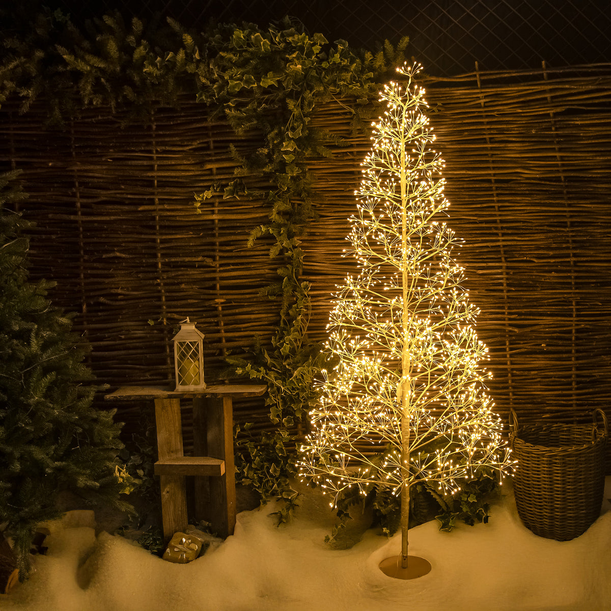 Pre-Lit Christmas Gold Wire Light-Up Tree 180cm with 2100 Warm White LEDs