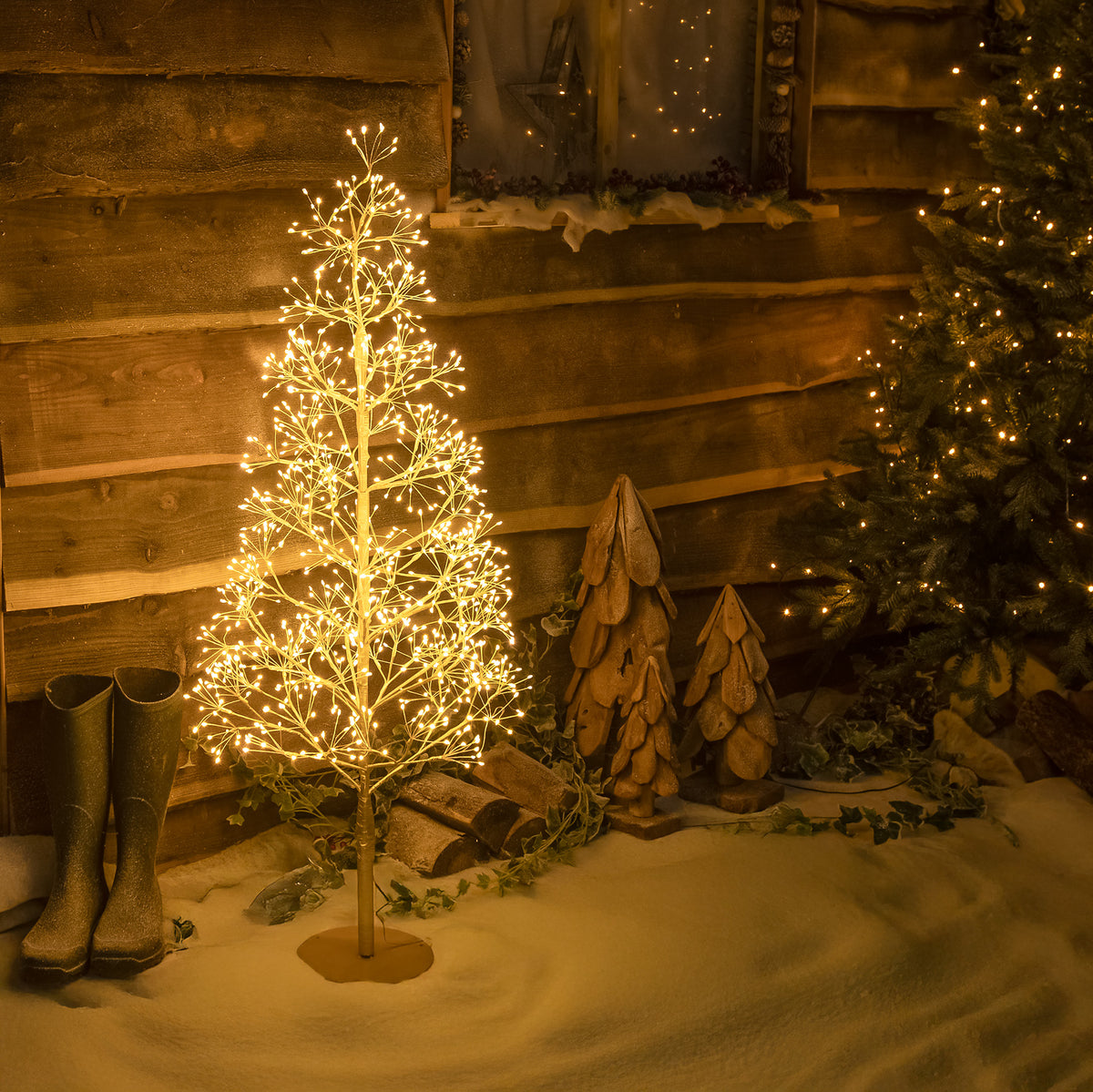 Pre-Lit Christmas Gold Wire Light-Up Tree 120cm with 1200 Warm White LEDs