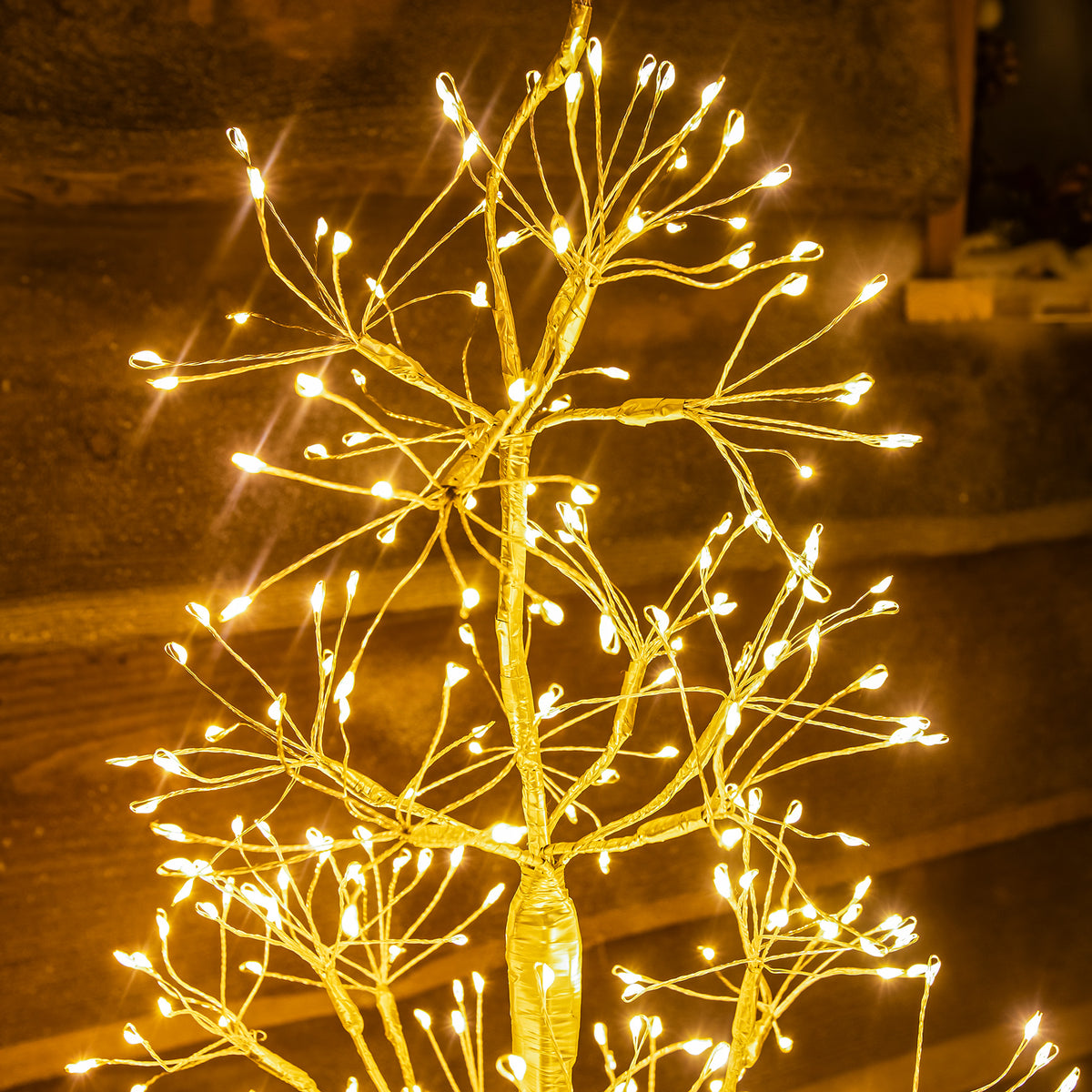 Pre-Lit Christmas Gold Wire Light-Up Tree 180cm with 2100 Warm White LEDs