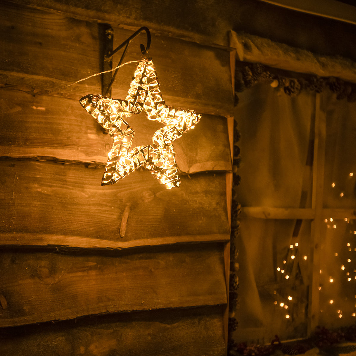 Pre-Lit Christmas Gold Laser Light-Up Star 35cm with 100 Warm White LEDs
