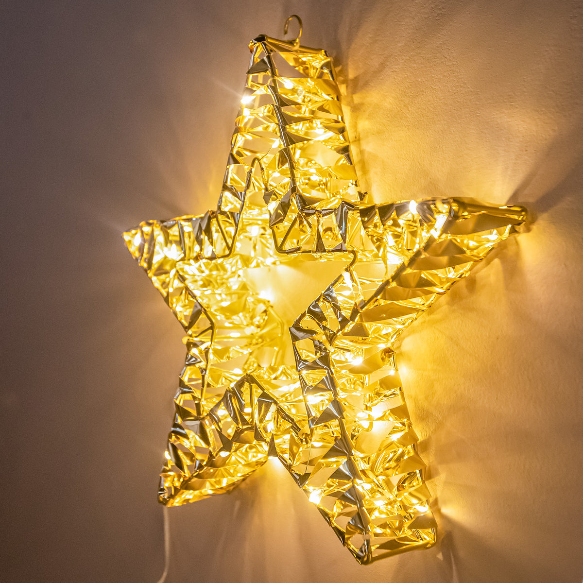 Pre-Lit Christmas Gold Laser Light-Up Star 30cm with 80 Warm White LEDs