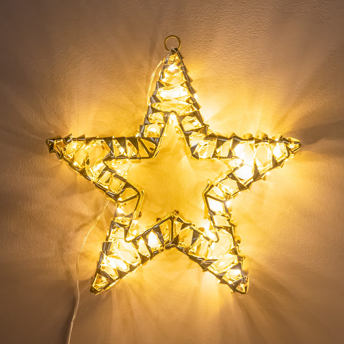 Pre-Lit Christmas Gold Laser Light-Up Star 30cm with 80 Warm White LEDs