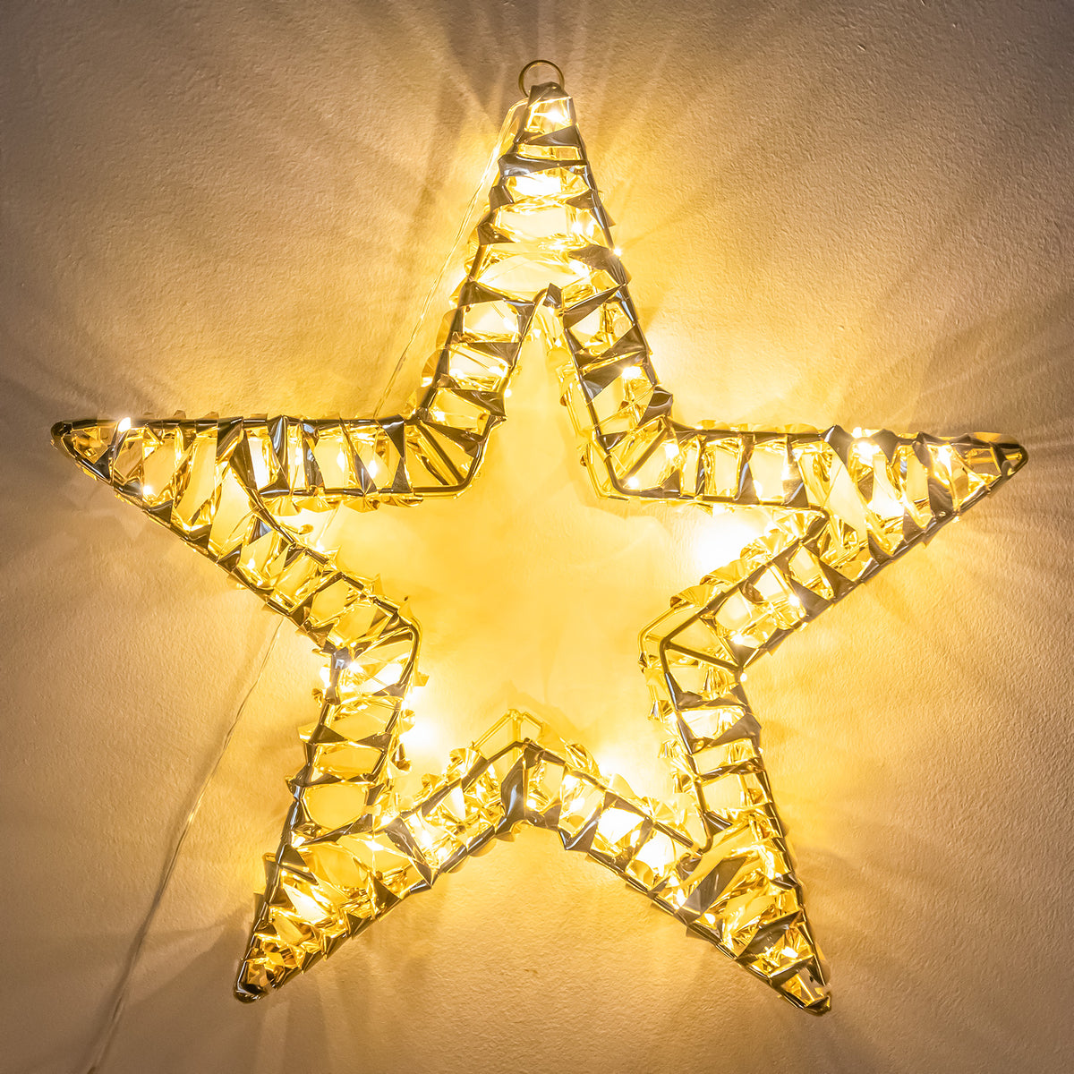 Pre-Lit Christmas Gold Laser Light-Up Star 35cm with 100 Warm White LEDs