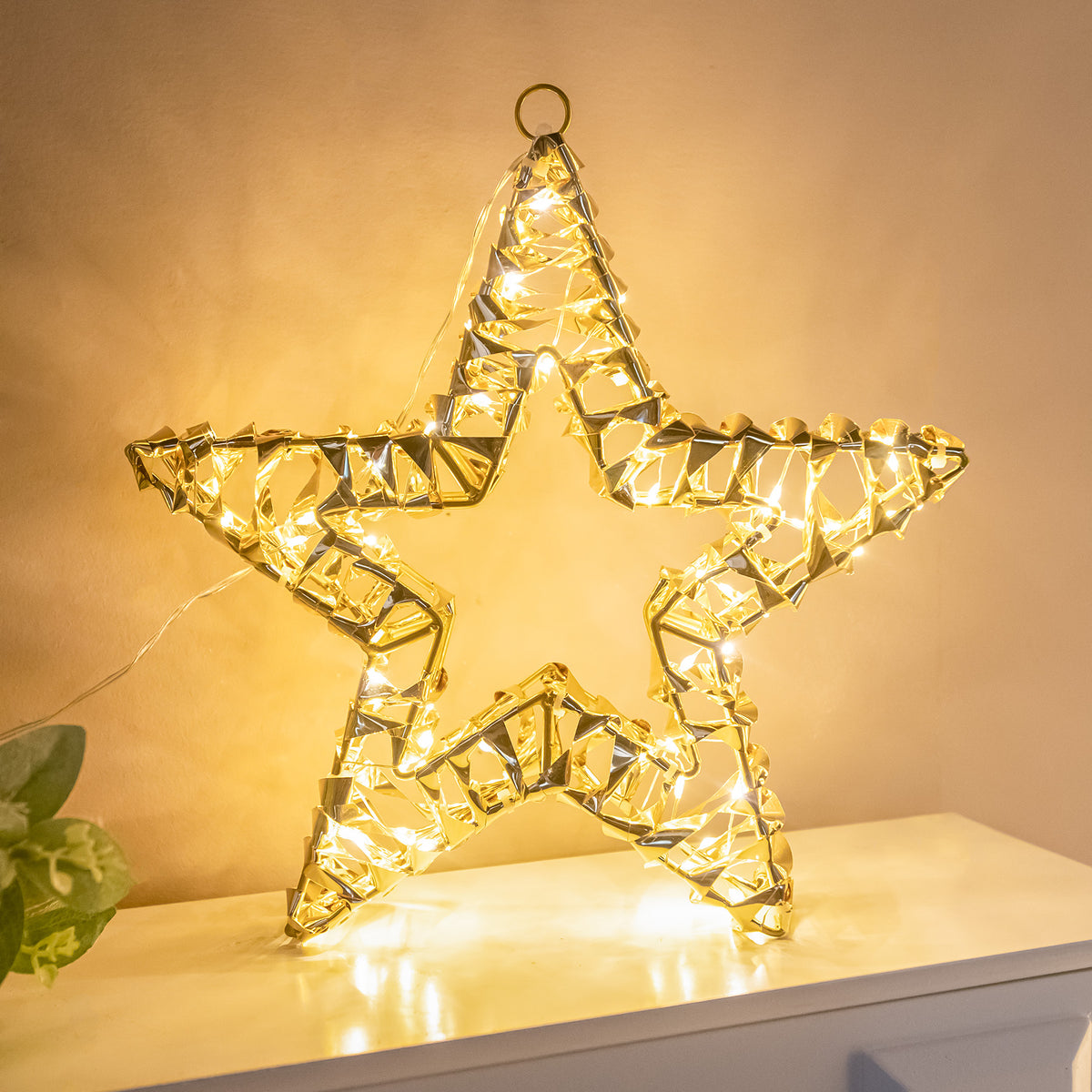 Pre-Lit Christmas Gold Laser Light-Up Star 40cm with 120 Warm White LEDs