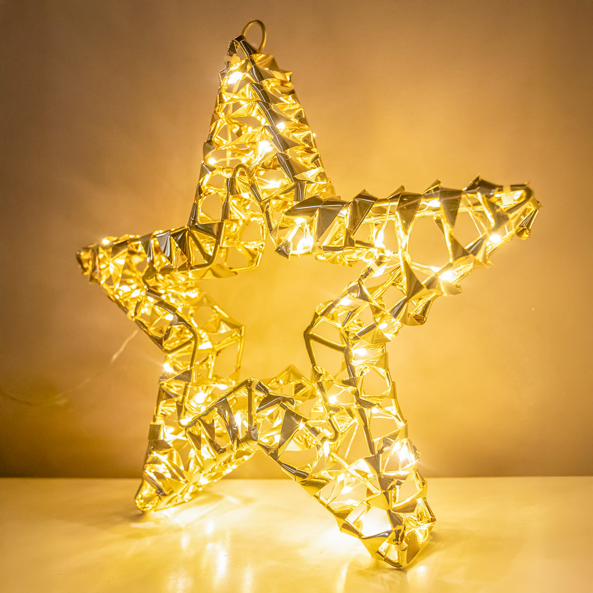 Pre-Lit Christmas Gold Laser Light-Up Star 40cm with 120 Warm White LEDs