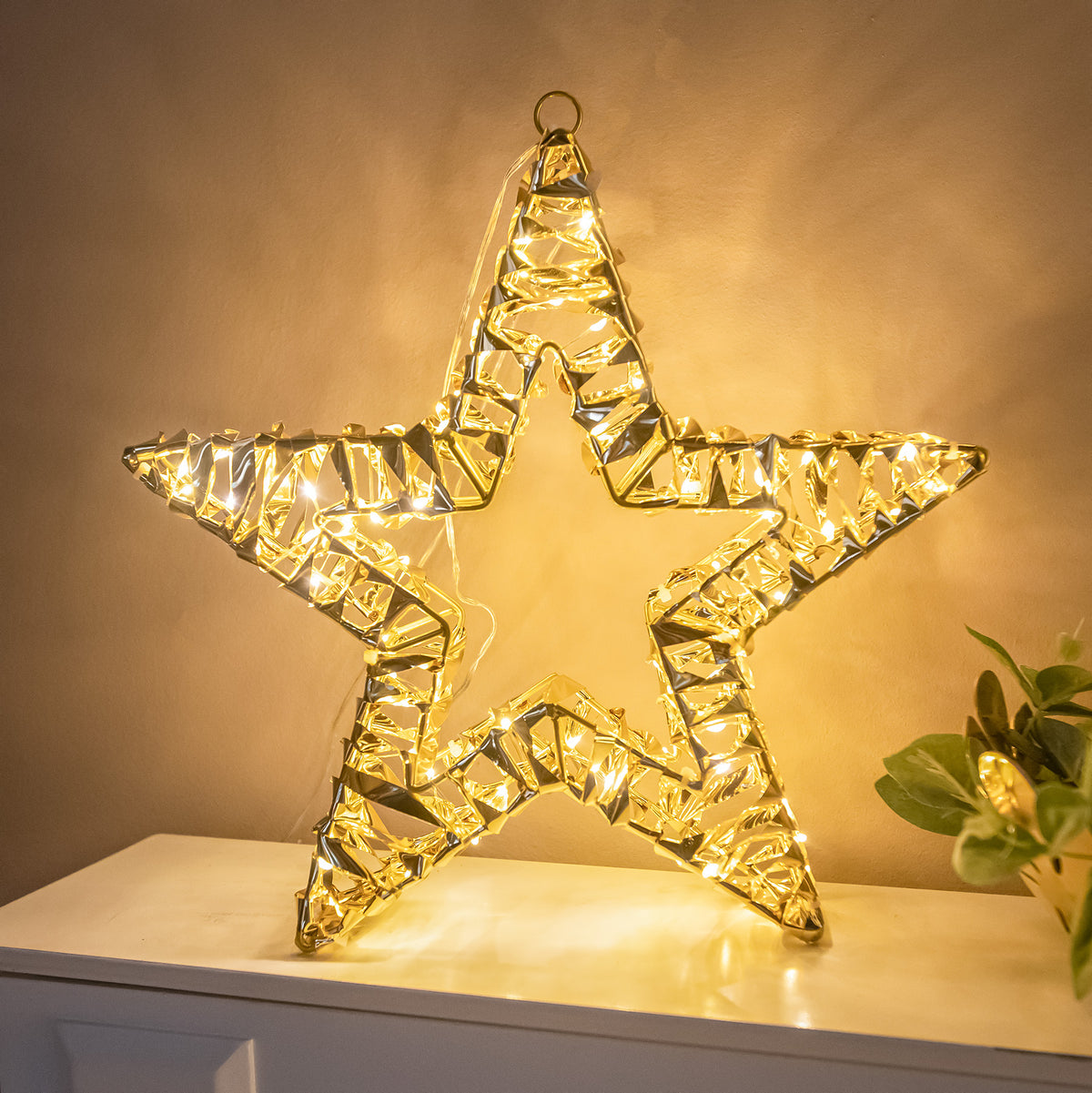 Pre-Lit Christmas Gold Laser Light-Up Star 40cm with 120 Warm White LEDs