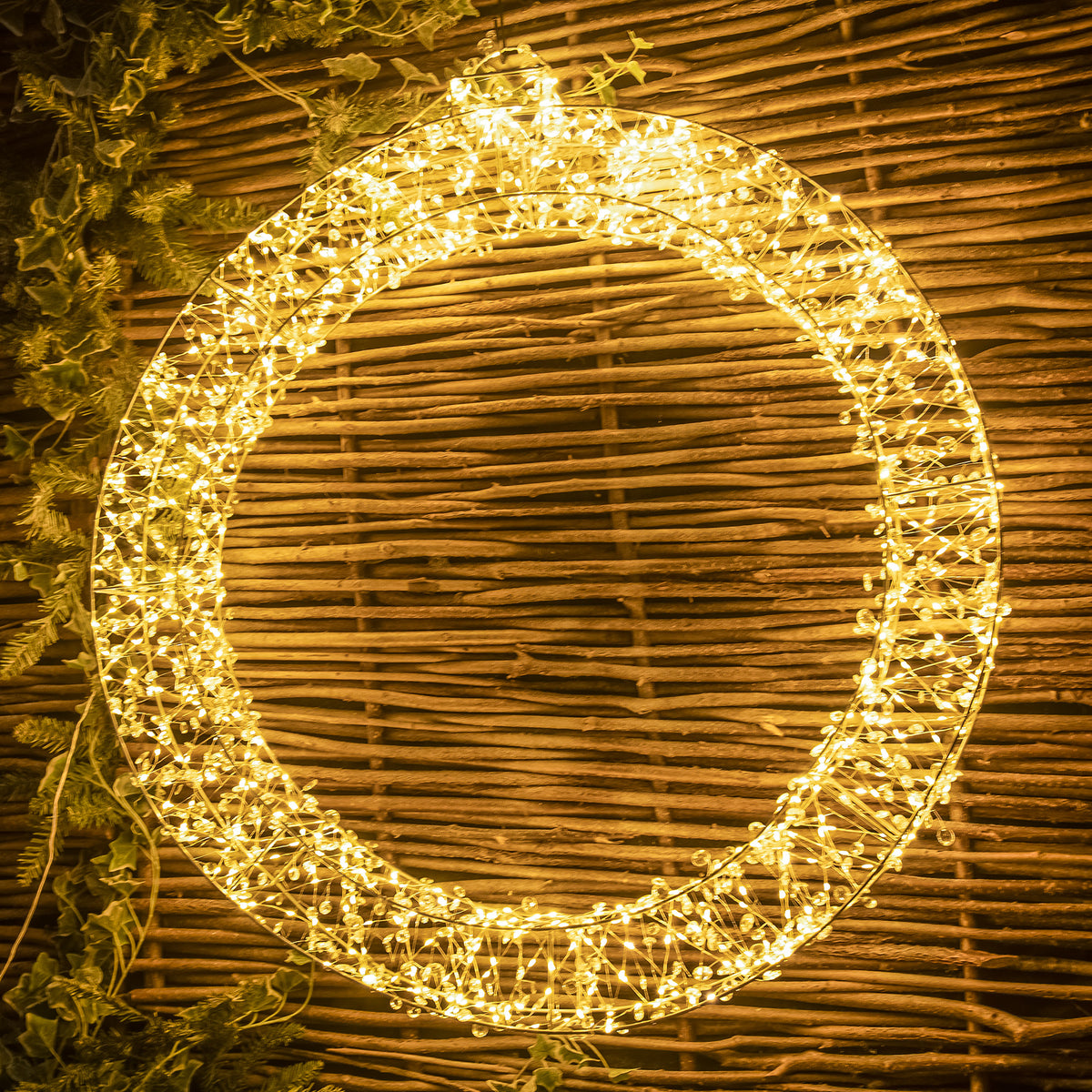 Pre-Lit Christmas Light-Up Silver Bauble 90cm with 800 Warm White LEDs