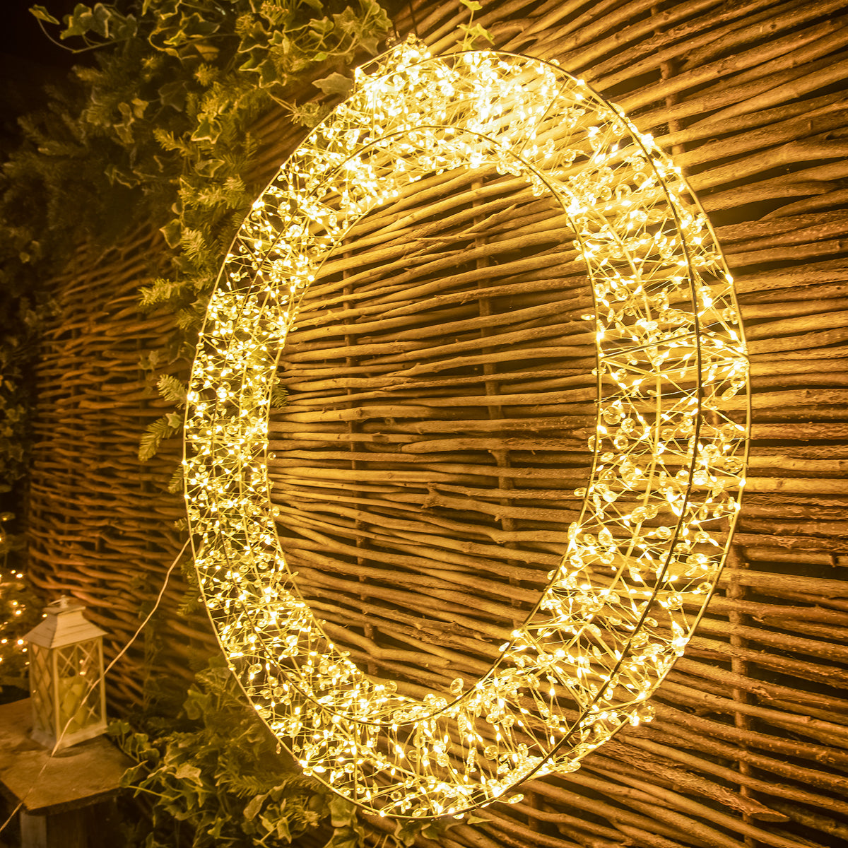 Pre-Lit Christmas Light-Up Silver Bauble 90cm with 800 Warm White LEDs