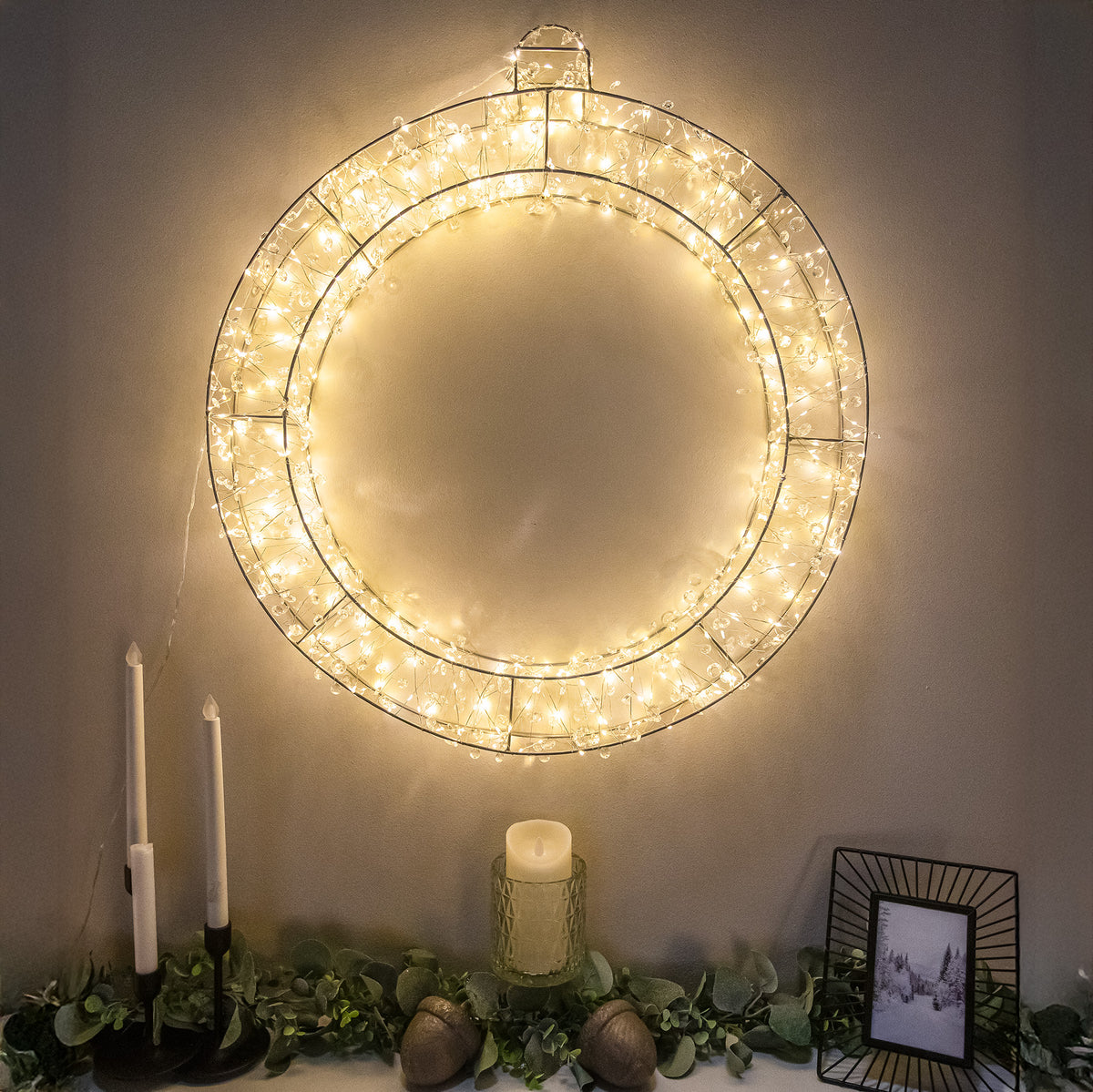 Pre-Lit Christmas Light-Up Silver Bauble 70cm with 500 Warm White LEDs
