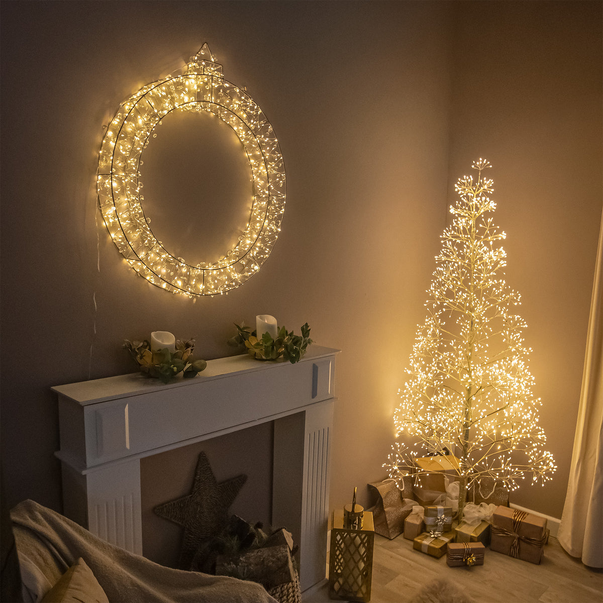 Pre-Lit Christmas Light-Up Silver Bauble 70cm with 500 Warm White LEDs