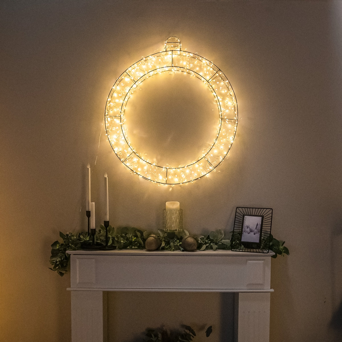 Pre-Lit Christmas Light-Up Silver Bauble 70cm with 500 Warm White LEDs