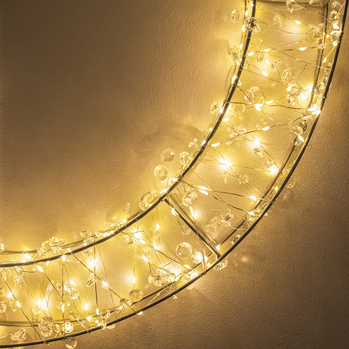 Pre-Lit Christmas Light-Up Silver Bauble 50cm with 280 Warm White LEDs