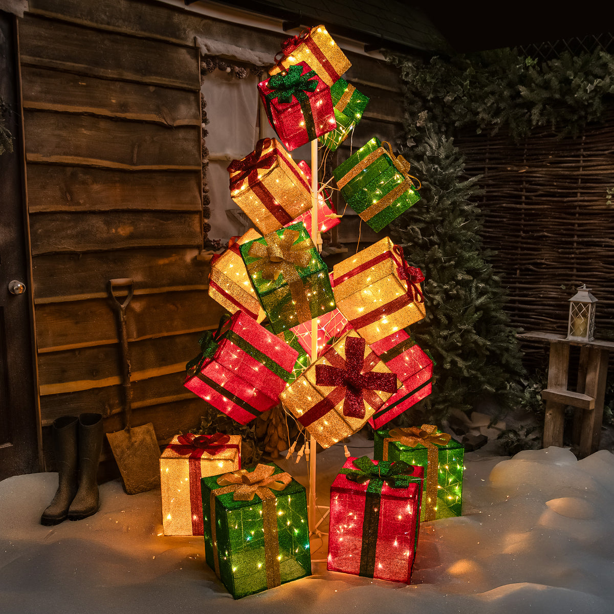 Pre-Lit Christmas Light-Up Stack of Presents 190cm with 544 White LEDs