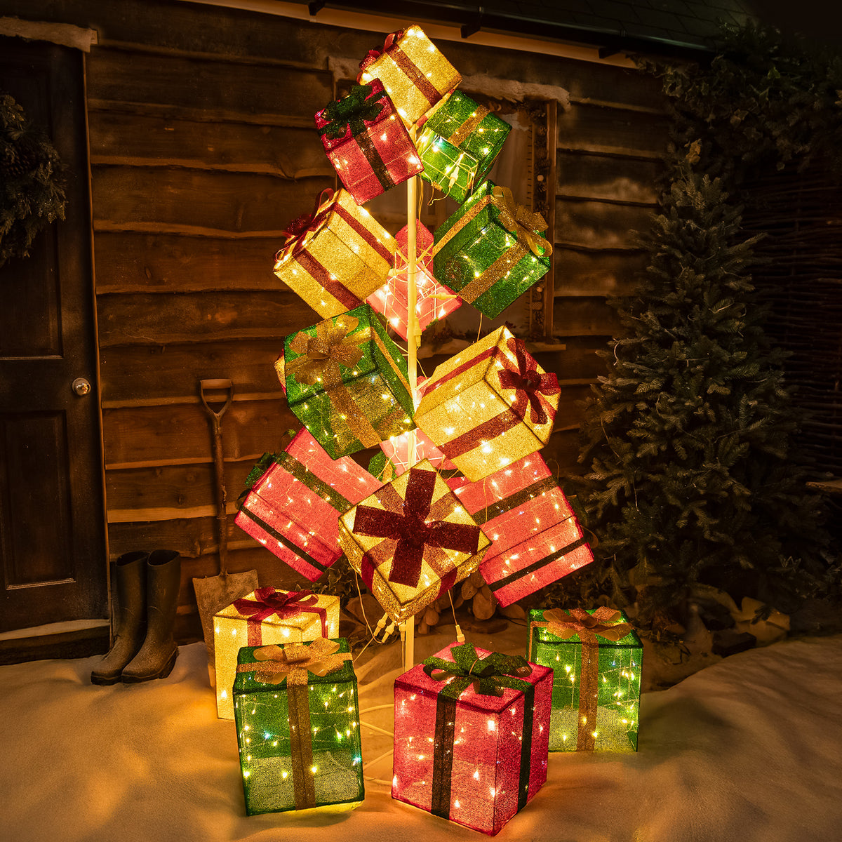 Pre-Lit Christmas Light-Up Stack of Presents 190cm with 544 White LEDs