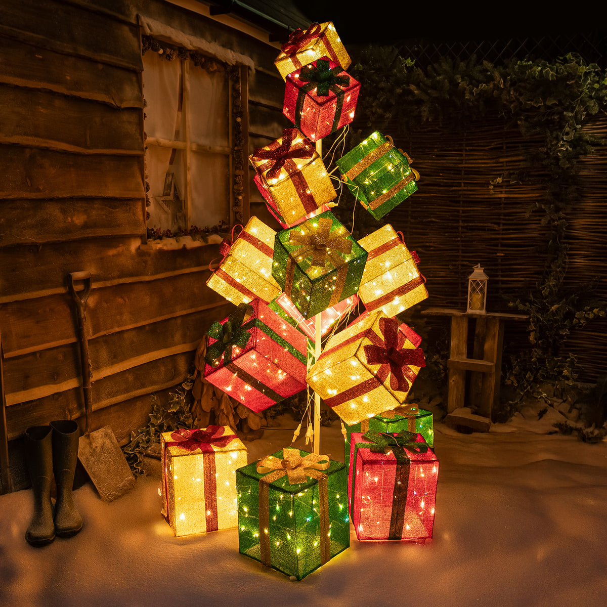 Pre-Lit Christmas Light-Up Stack of Presents 190cm with 544 White LEDs