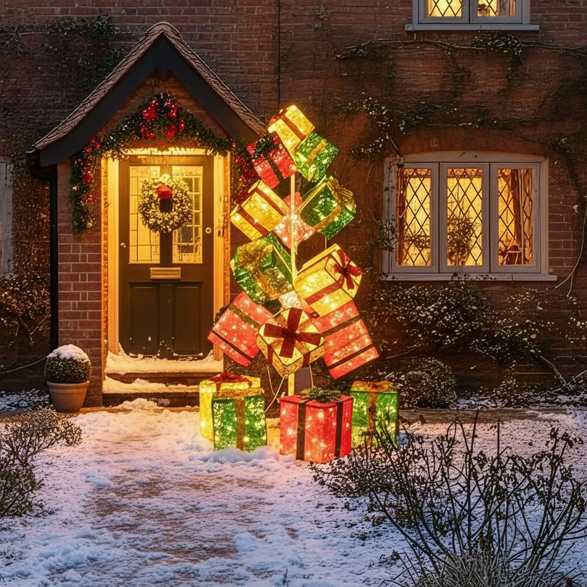 Pre-Lit Christmas Light-Up Stack of Presents 190cm with 544 White LEDs