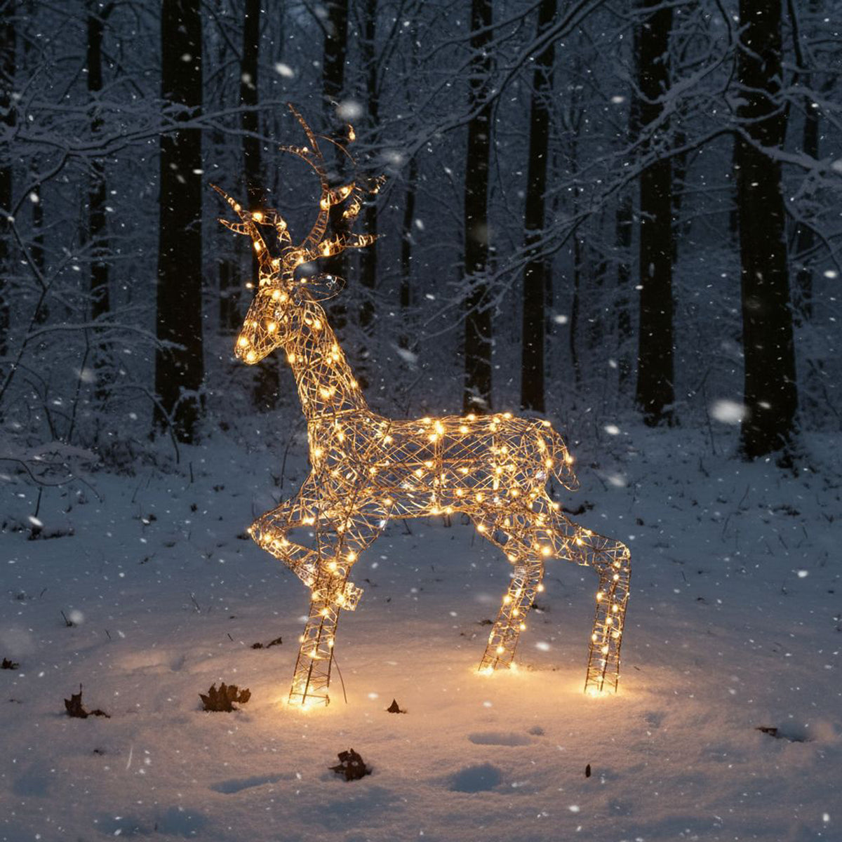Christmas Reindeer Light - 1.35M Brown Weave Light Up Stag with 200 White LEDs