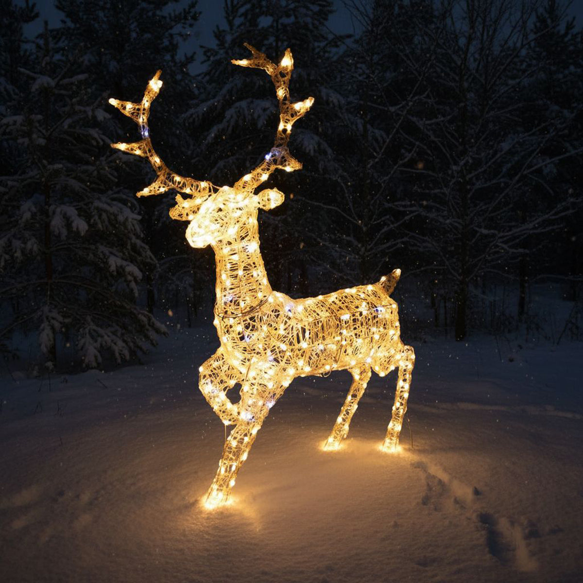 Christmas Reindeer Light - 1.4M Soft Acrylic Outdoor Light Up Stag with 330 White LEDs