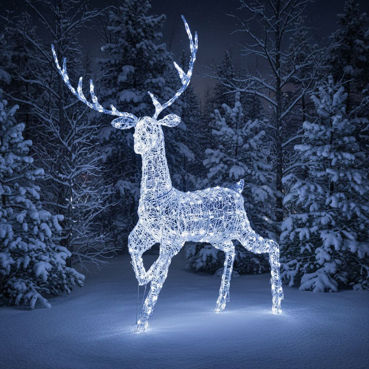 Christmas Reindeer Light - 2M Soft Acrylic Light Up Grand Stag with 350 White LEDs