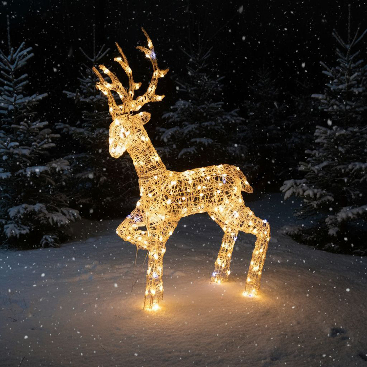 Christmas Reindeer Light - 1.35M Soft Acrylic Light Up Stag with 200 White LEDs