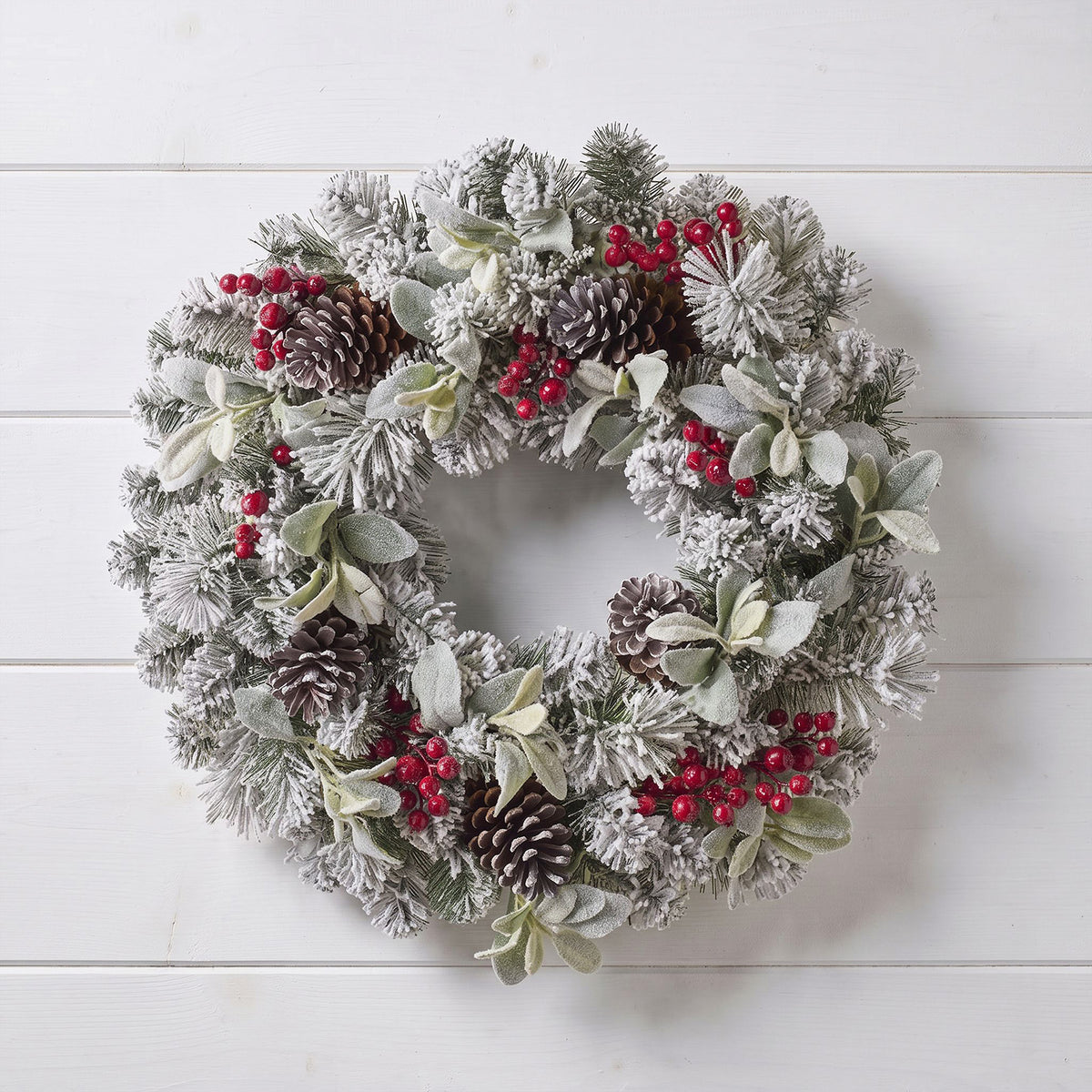 The Christmas Centre Crimson Frost 26in (66cm) Prelit Christmas Wreath with Warm White Battery Operated LED Lights