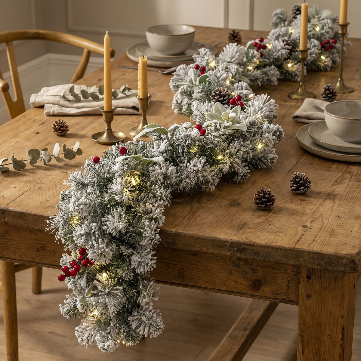 The Christmas Centre Crimson Frost 6ft (180cm) Prelit Christmas Garland with Warm White Battery Operated LED Lights