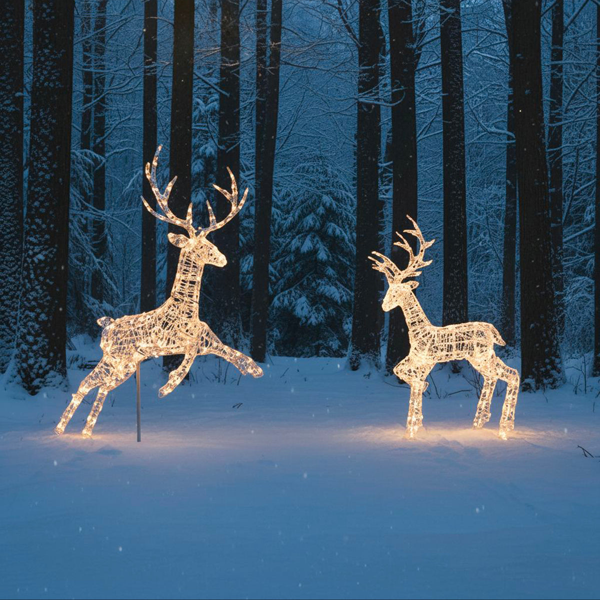 Outdoor Light Up Acrylic Christmas Reindeer Flying Stag and Stag Set