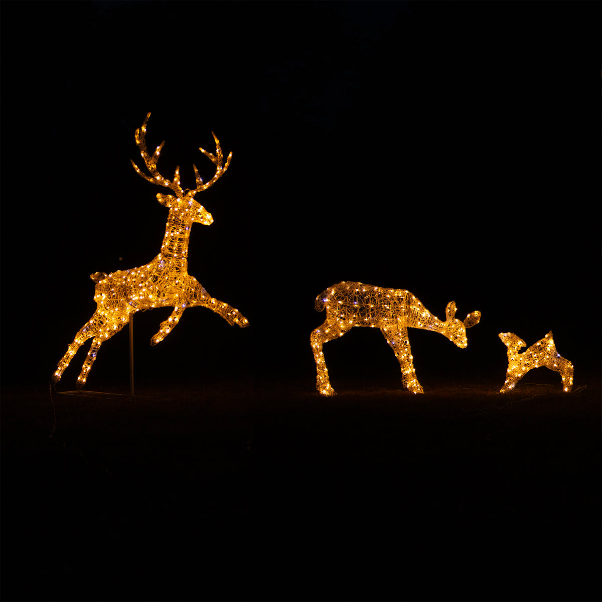 Outdoor Light Up Acrylic Christmas Reindeer Flying Stag Mother and Baby