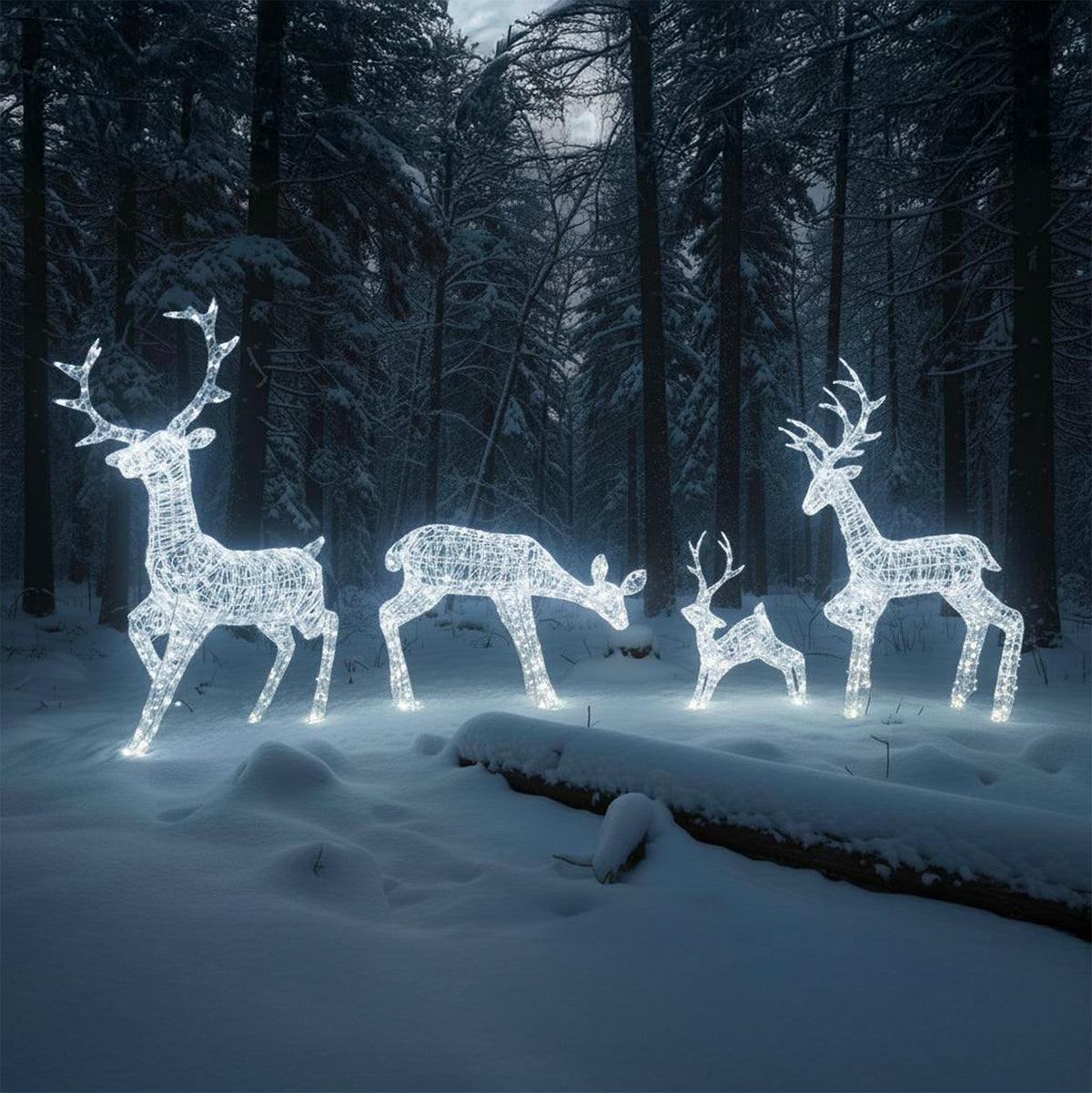 Outdoor Light Up Acrylic Christmas Reindeer Large Family Set