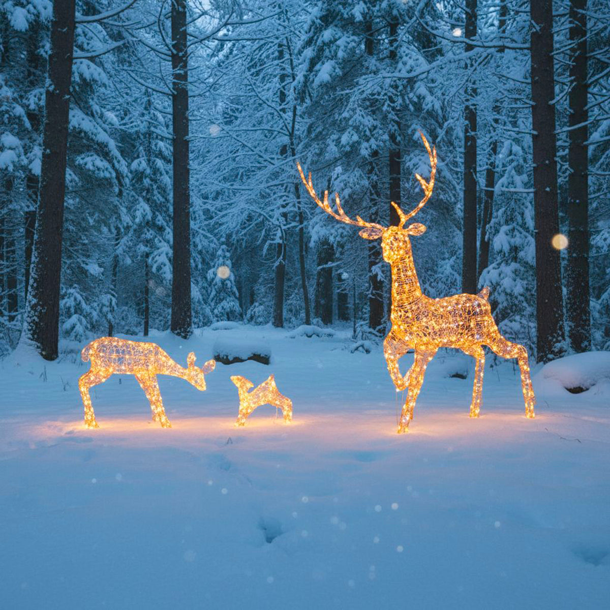 Outdoor Light Up Acrylic Christmas Reindeer Grand Stag and Mother and Baby