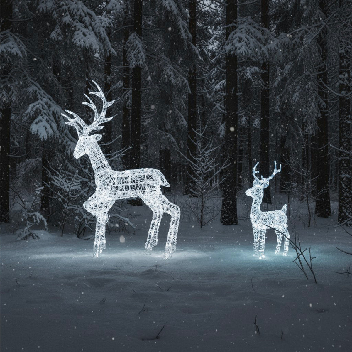Outdoor Light Up Acrylic Christmas Reindeer Stag and Fawn Set