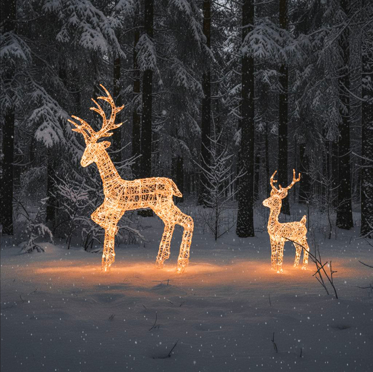 Outdoor Light Up Acrylic Christmas Reindeer Stag and Fawn Set