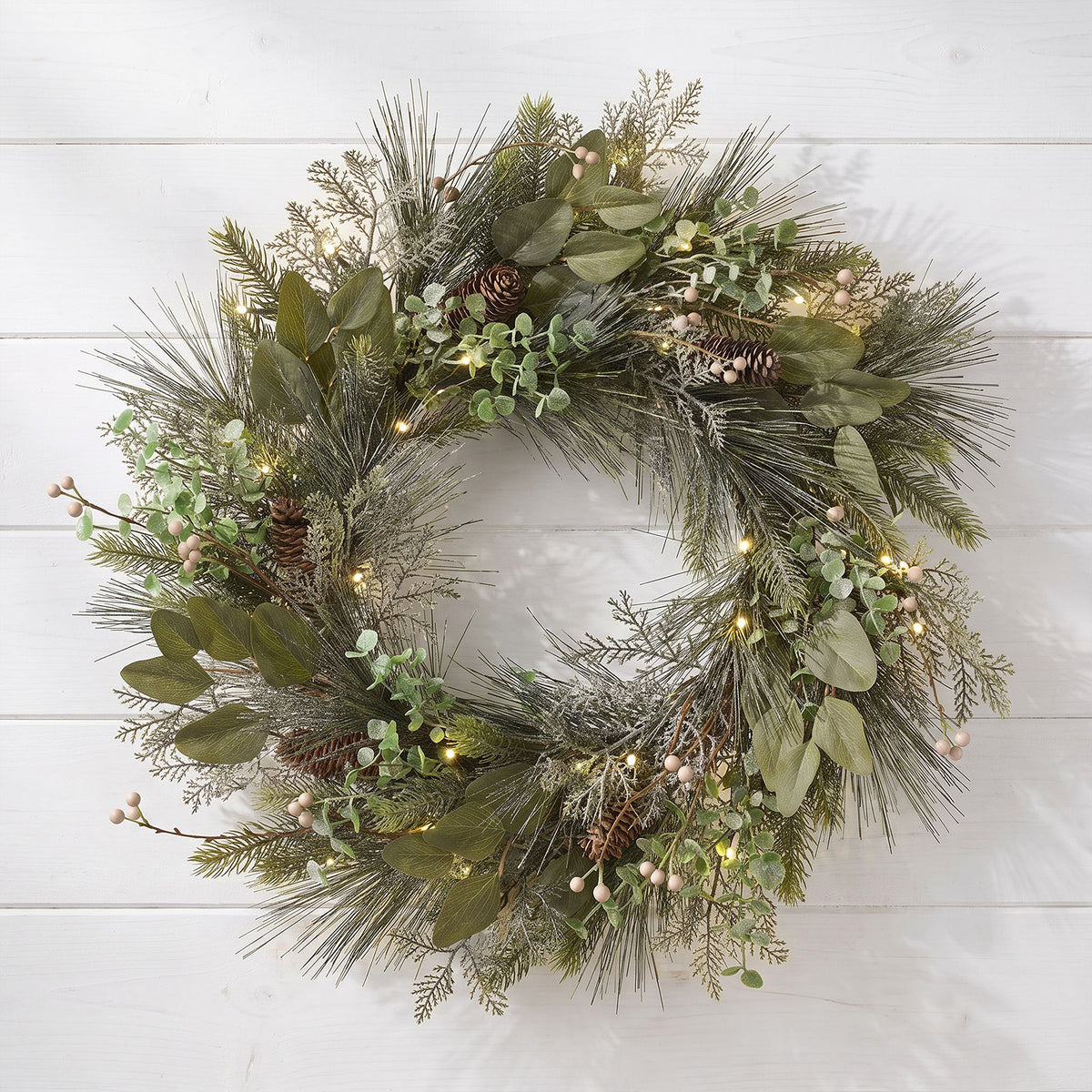 The Christmas Centre Enchanted Mistletoe 26in (66cm) Prelit Christmas Wreath with Warm White Battery Operated LED Lights
