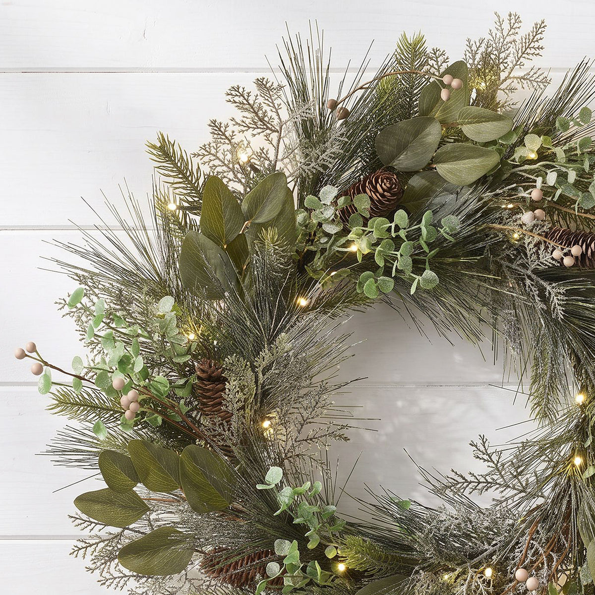 The Christmas Centre Enchanted Mistletoe 26in (66cm) Prelit Christmas Wreath with Warm White Battery Operated LED Lights