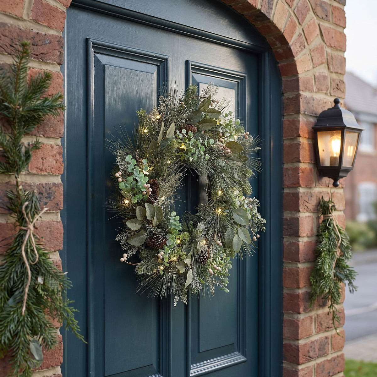 The Christmas Centre Enchanted Mistletoe 26in (66cm) Prelit Christmas Wreath with Warm White Battery Operated LED Lights