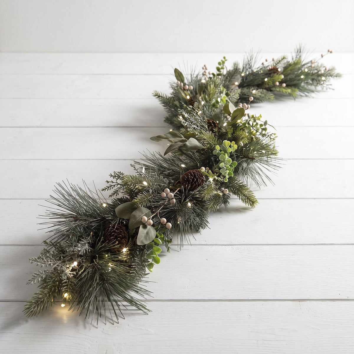The Christmas Centre Enchanted Mistletoe 6ft (180cm) Prelit Christmas Garland with Warm White Battery Operated LED Lights