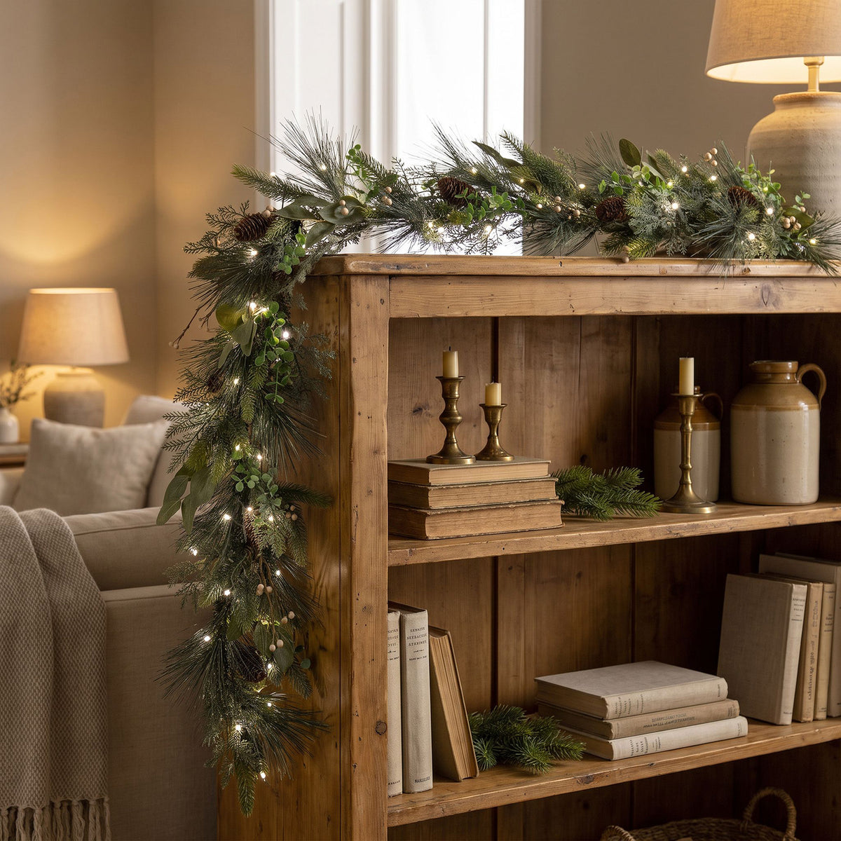 The Christmas Centre Enchanted Mistletoe 6ft (180cm) Prelit Christmas Garland with Warm White Battery Operated LED Lights