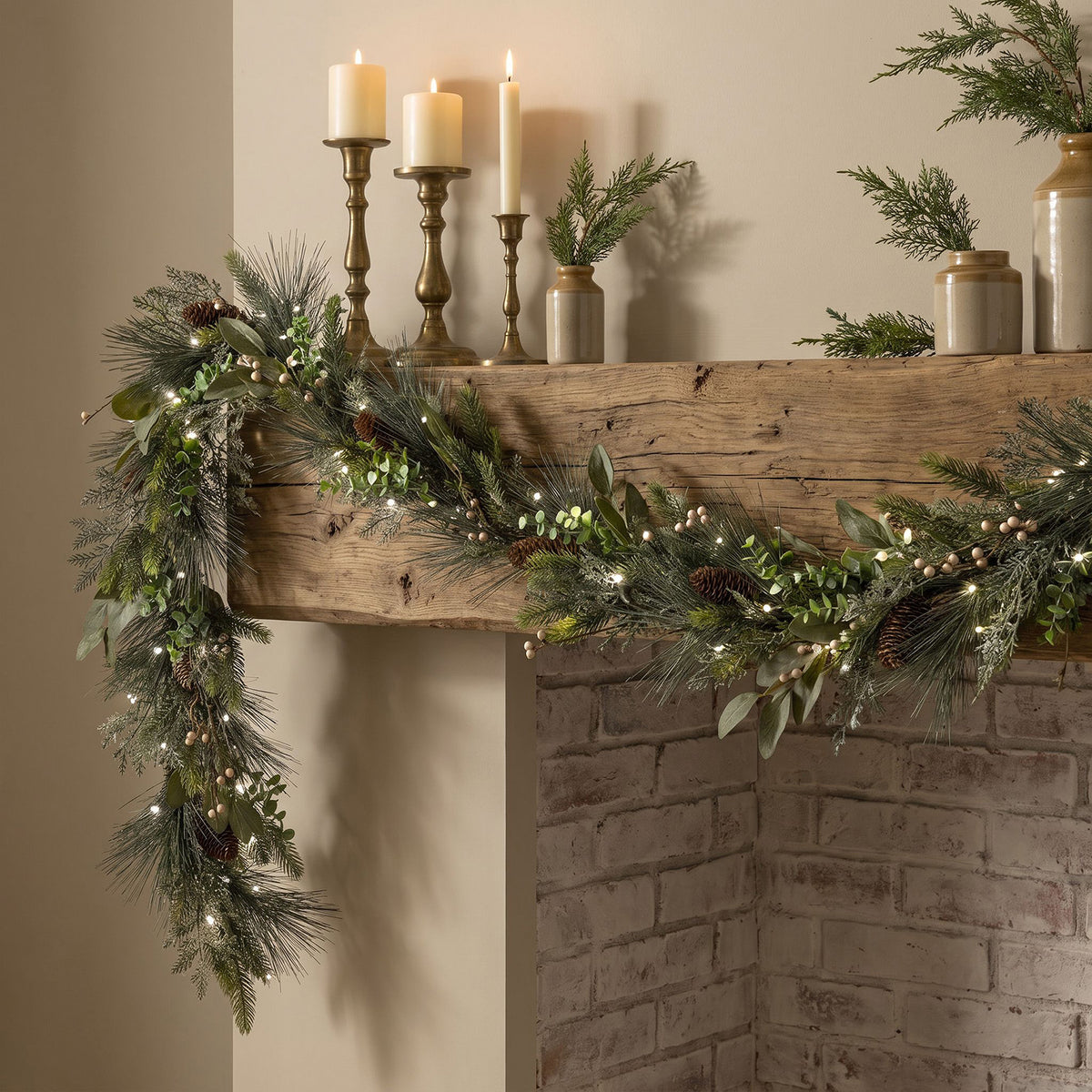 The Christmas Centre Enchanted Mistletoe 6ft (180cm) Prelit Christmas Garland with Warm White Battery Operated LED Lights