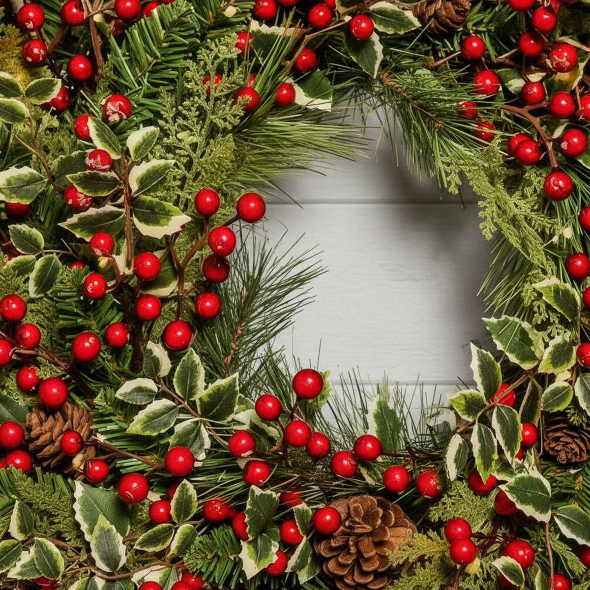 The Christmas Centre Hollyberry 26in (66cm) Prelit Christmas Wreath with Warm White Battery Operated LED Lights