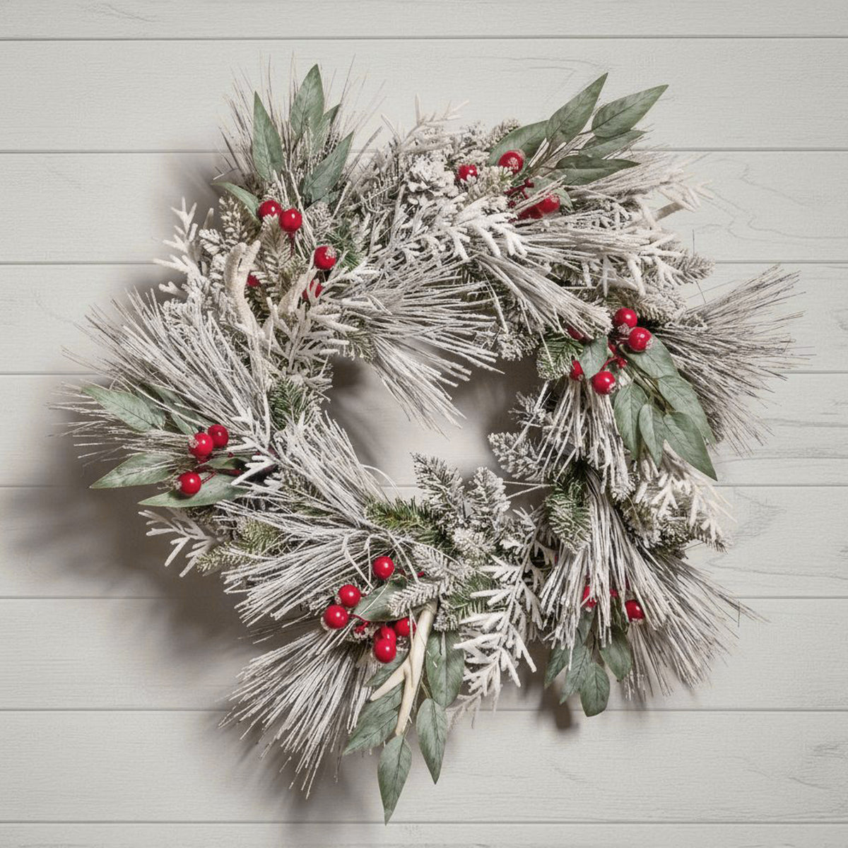 The Christmas Centre Jack Frost 26in (66cm) Prelit Christmas Wreath with Warm White Battery Operated LED Lights